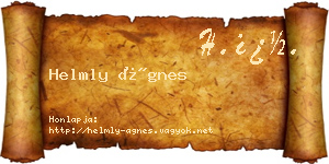 Helmly Ágnes névjegykártya